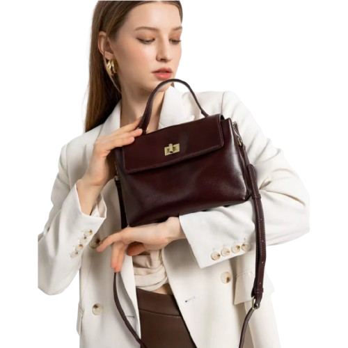 Sac Élégance - Bordeaux & Cuir Véritable