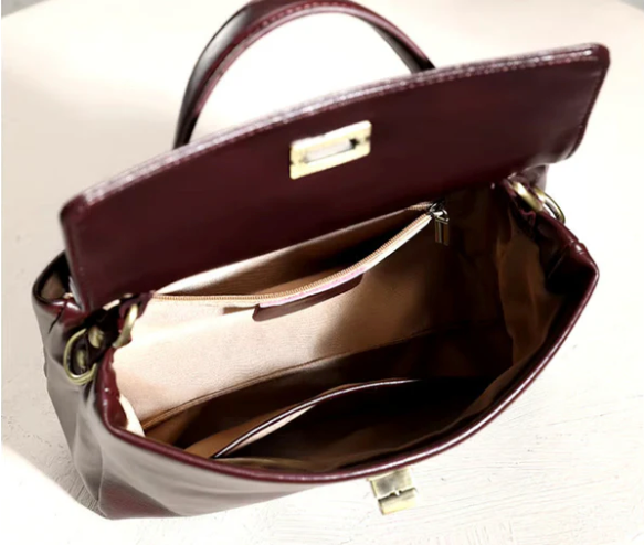 Sac Élégance - Bordeaux & Cuir Véritable