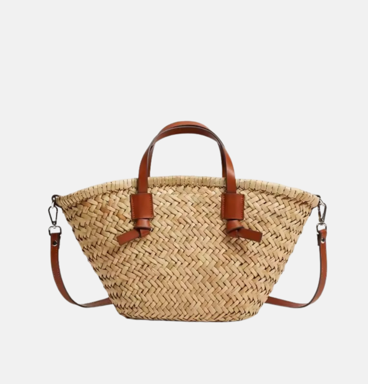 Sac Palma – Osier Tressé & Anses en Cuir