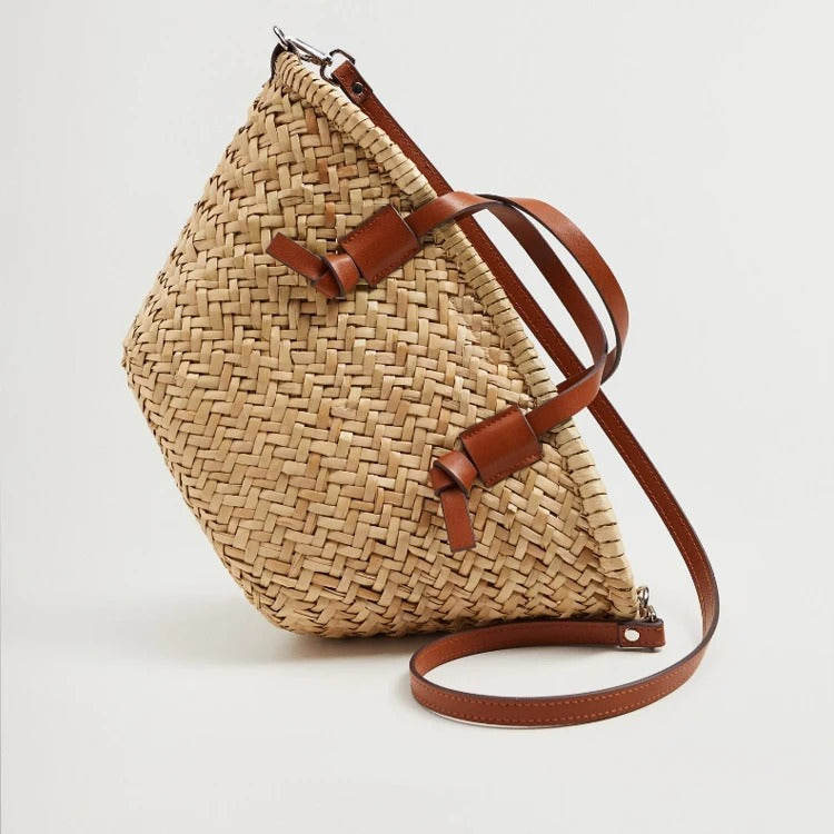 Sac Palma – Osier Tressé & Anses en Cuir
