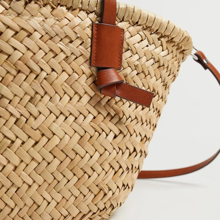 Sac Palma – Osier Tressé & Anses en Cuir